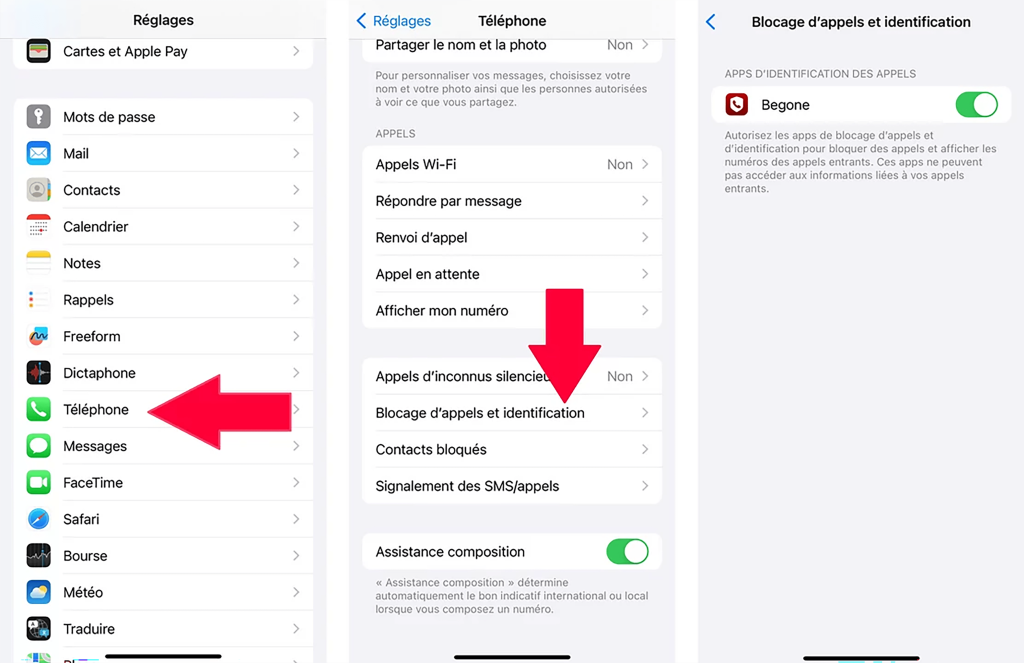 Configuration de Begone sur iOS